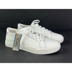 NEW Toms Womens Kameron White Leather Lace-Up Sneaker Shoes Size 9 Spring Summer
